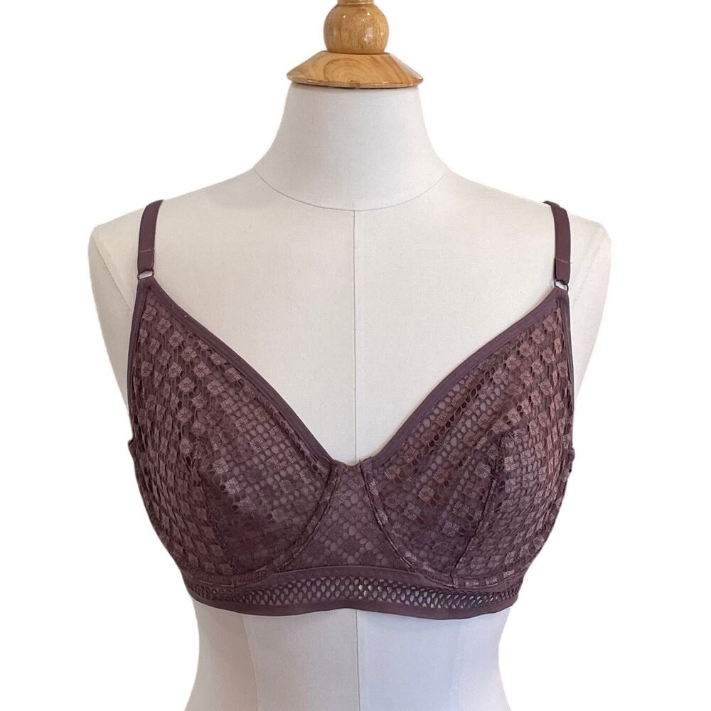 Adore Me Sheer Lace Underwire Bra, Purple, Beige, Set of 2, 38 D